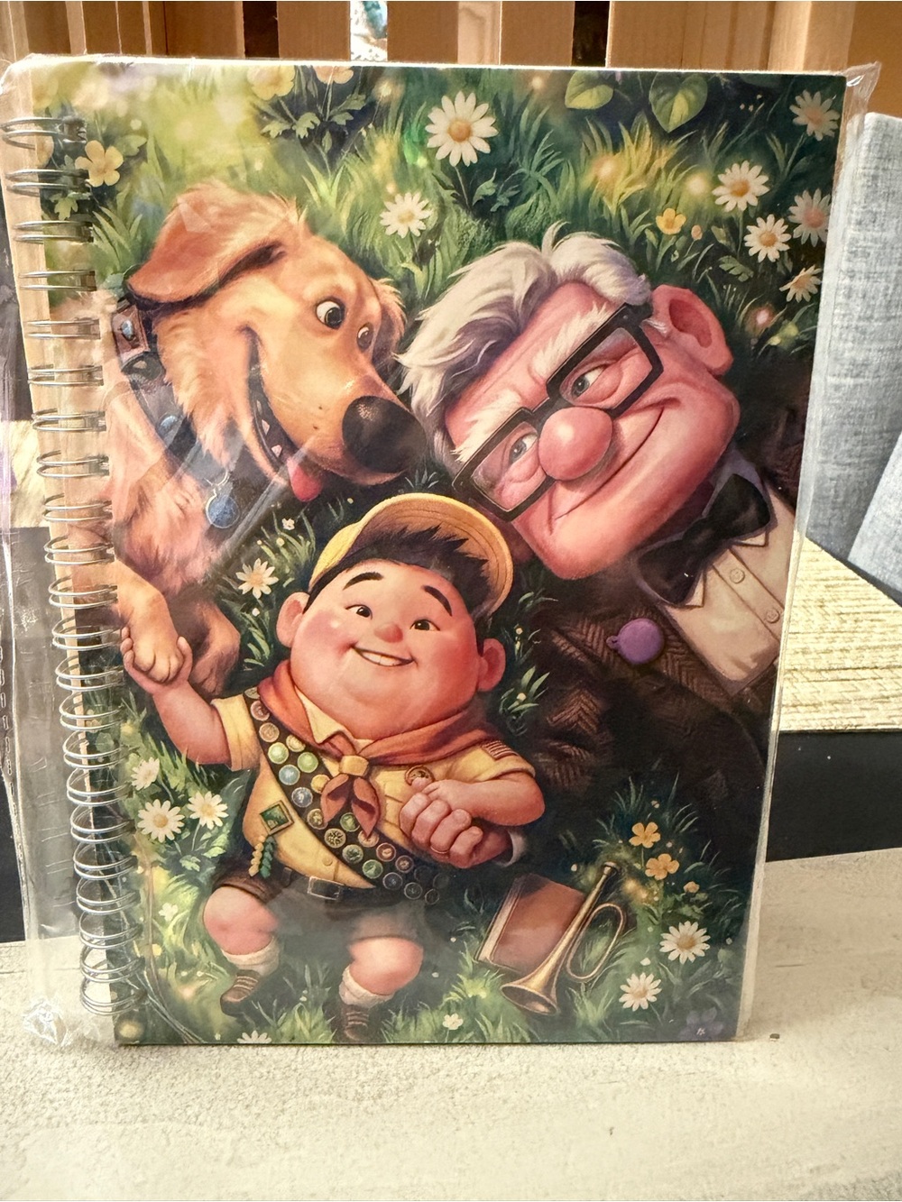 Spiral Notebook with Colorful 'Up' Character Art - Multicolor